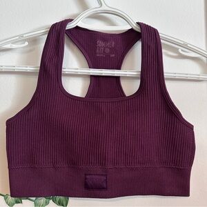 Women's Ribbed Sports Bra in Plum